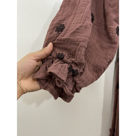 Free People Dahlia Embroidery Maxi Dress XS Gauze Boho Cottagecore Prairie Fairy - Picture 3 of 16